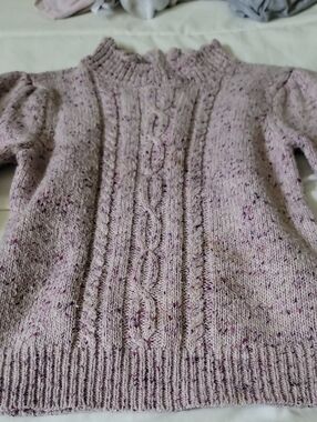 Girls Cable Knit Sweater - Lavender Speckle